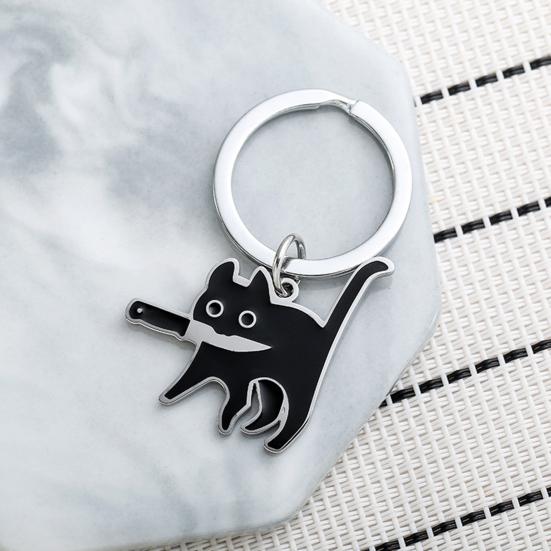 Брелок с подвеской в виде кошки для женщин и мужчин, любителей кошек, классный черный брелок с кошачьими вещами, автомобильные ключи, кошелек, подарок для дружбы