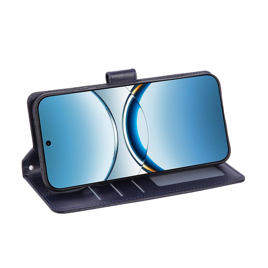 For Oppo Find X8 5G Case Wallet Stand View PU Leather Phone Cover with Wrist Strap