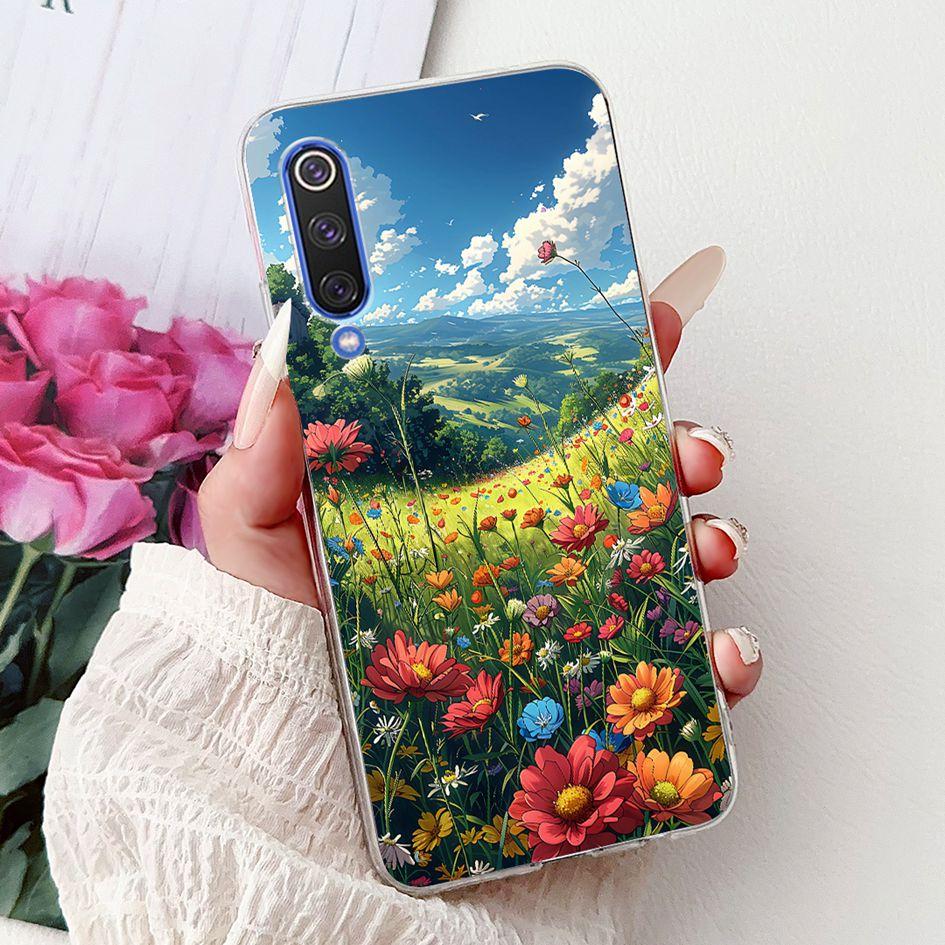 Чехол для Xiaomi Mi 9 SE Популярный Цветок Лотос Мягкий Силикон Прозрачный ТПУ Задняя Крышка Для Xiaomi Mi 9 Lite Funda Mi9 Mi9se Оболочка