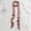 Women's Solid Silk Ribbon Scarf: Thin, Long, Narrow Neck Tie & Shirt Accessory