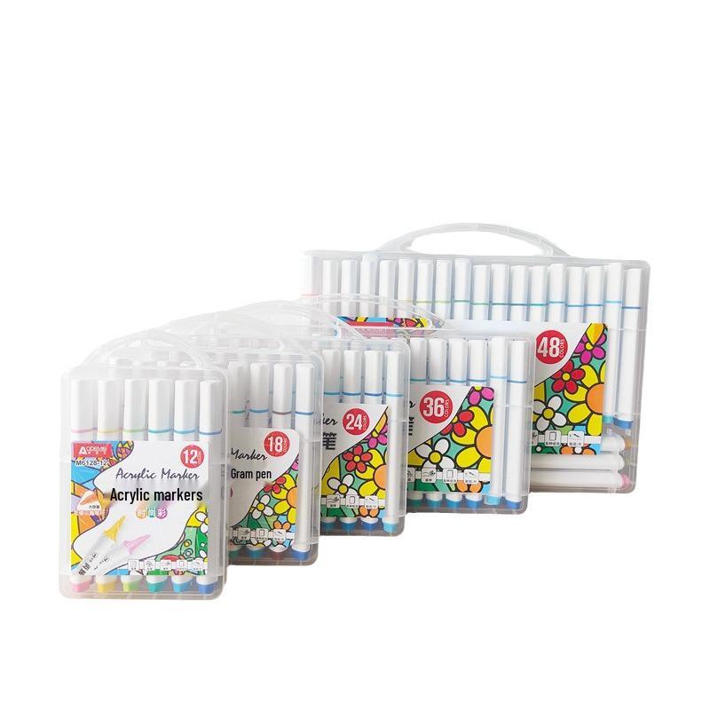 Multicolor Triangular Barrel Acrylic Markers for Students and Kids - Set of 12-60