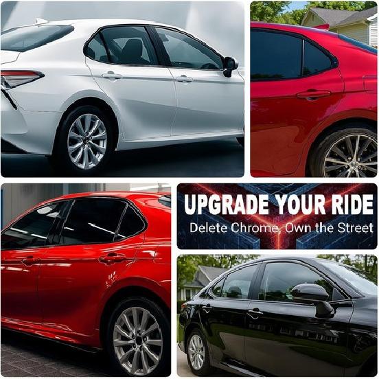 Хром Удаление Молдингов Окон для 18-24 Toyota Camry Затемнение Накладка - Глянцевый Черный