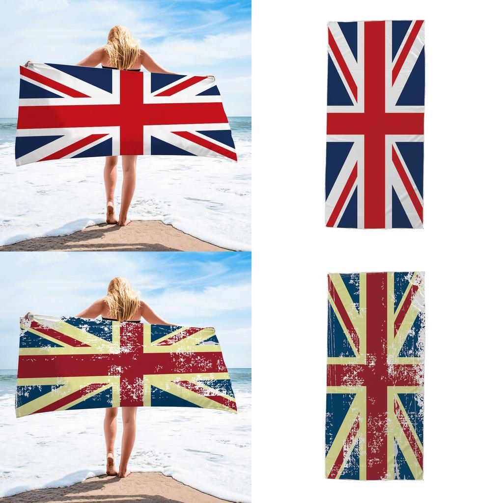 British Flag Beach Towel With Superfine Fiber Doublesided Plush For Summer Vacation And Poolside Use
