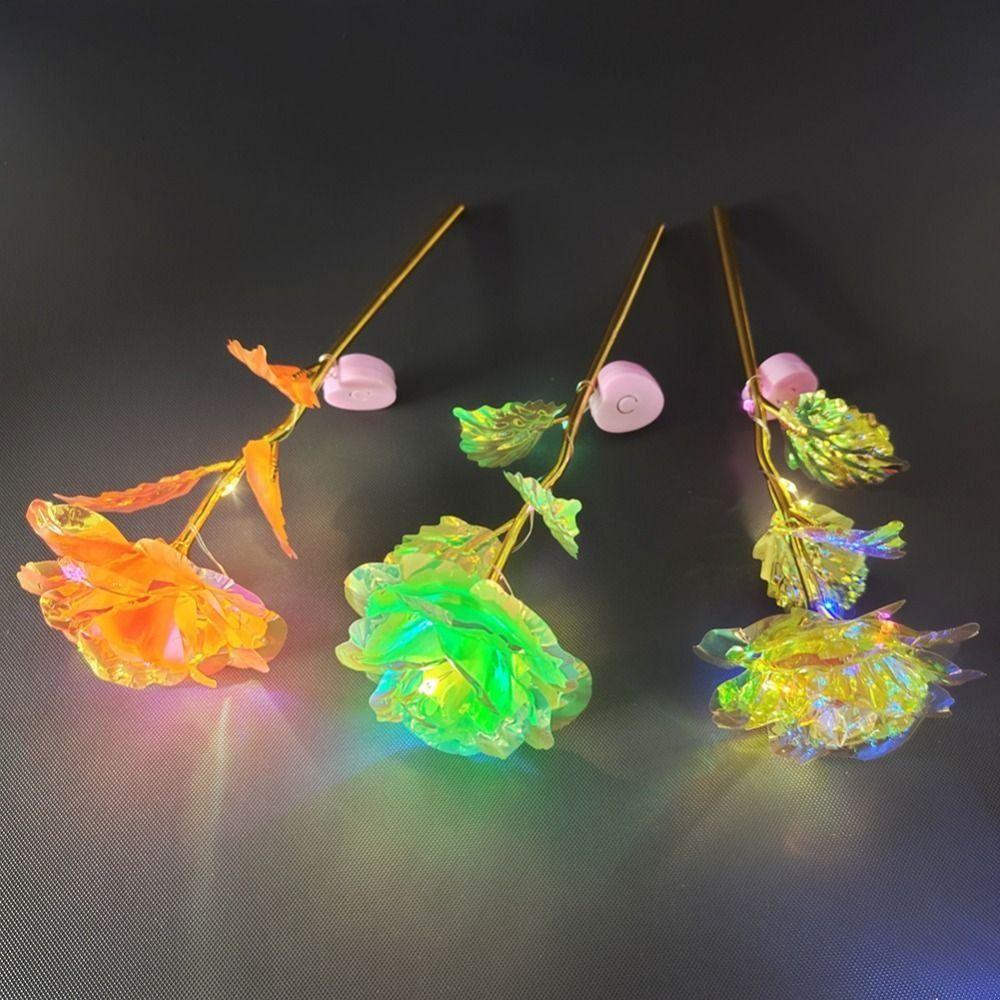 Светодиодный креативный подарок на День святого Валентина, фольгированное розовое золото, роза, которая длится вечно, декор для свадьбы, любовное освещение, розы, креативный подарок