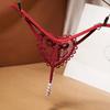 Transparent Women's Panties Sweet Underwear Open Crotch Thongs Embroidery Sexy Lingerie Erotic Beaded G-Strings T-Back