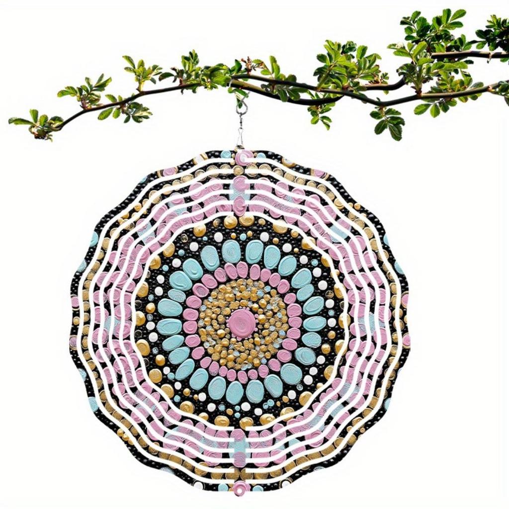 Bohemian Metal Wind Spinner 3D Hanging Decor for Garden Patio Yard No Electricity Needed All Season Outdoor Wind Chime Art