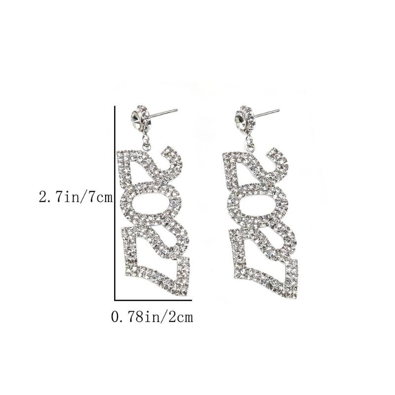 Happy New Year 2027 Rhinestone Earrings 1 Pair Elegant Fashion Jewelry for Women Friends New Year Gift Accessory