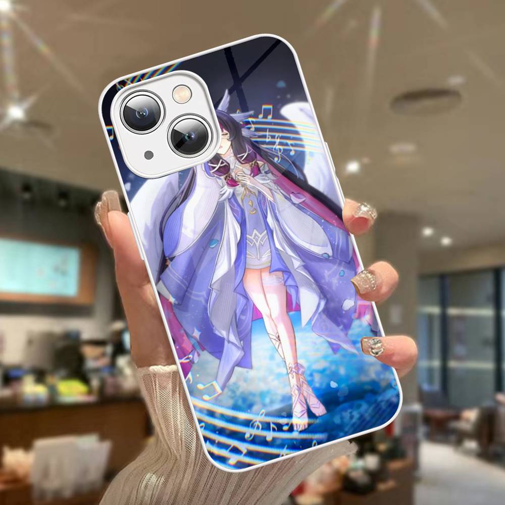 Genshin Impact Коломбина Для iPhone 14 13 12 Mini 11 Pro XS Max X XR 14 Plus Закаленное Стекло Чехол