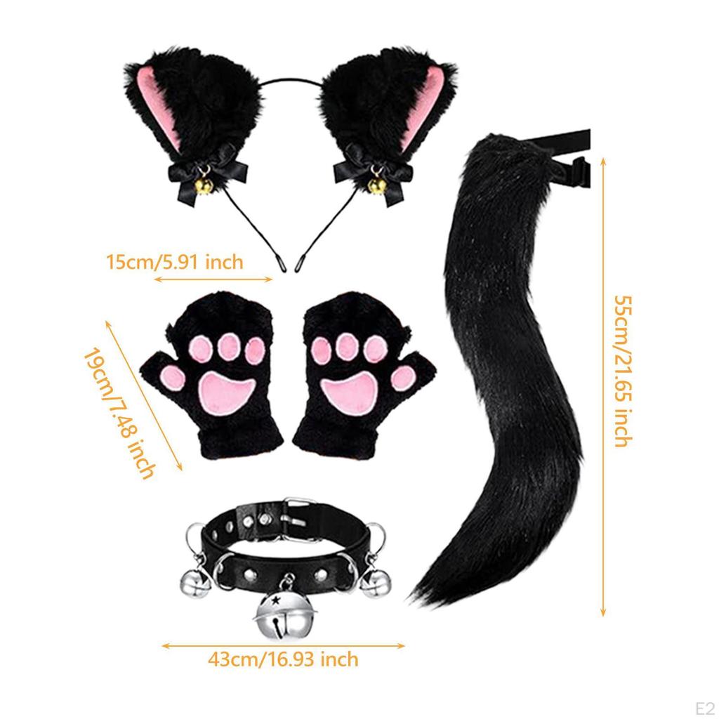 Лисьи уши хвост перчатки воротник комплект животных косплей для карнавала