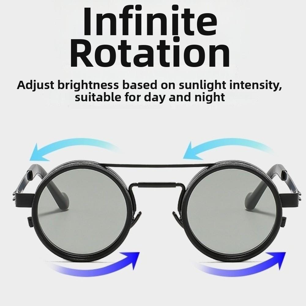 9 Level Dimming Adjustable Dimming Glasses Round Fishing Sunglasses Anti-UV Sunglasses Cycling