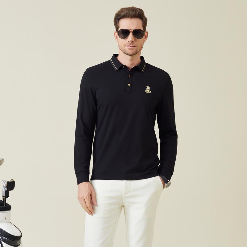 Brand badge 2025 autumn men's contrasting long-sleeved T-shirt POLO shirt 6019