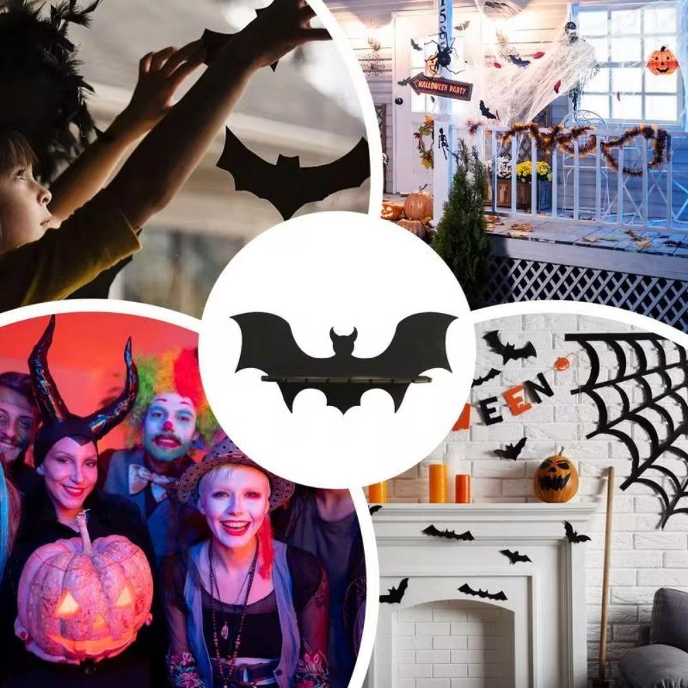 Bat-shaped Wooden Floating Shelves Black Jewelry Display Rack Decoration Crafts