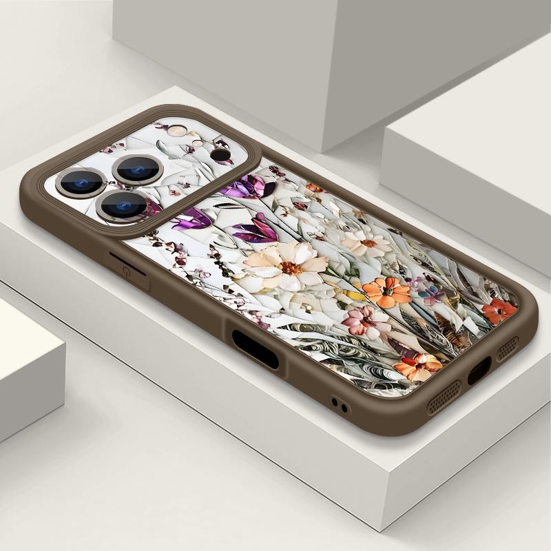 Ударопрочный чехол для телефона iPhone 17 Pro Max Чехол iPhone 16 15 14 13 Pro Max 11 17e 16e Белые цветы Печать Мягкий силиконовый Бампер Чехол