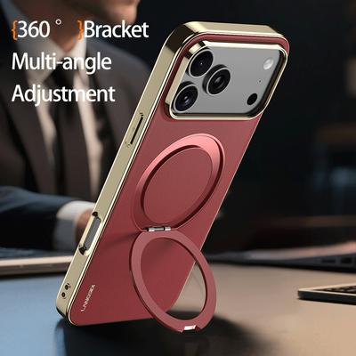 Магнитный кожаный чехол для Magsafe для iPhone 17 Pro Max Air 17Pro с кольцом, роскошный держатель с защитой объектива, задняя крышка телефона