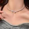 Sweet High-end Zircon Love Necklace Dongdaemun Versatile Collar Personalized Niche Design Sense Collar Jewelry Women