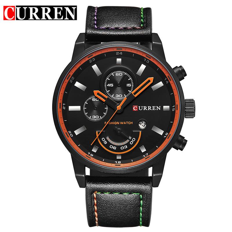 CURREN Новый 8217 Мужские Повседневные Спортивные Часы Часы с Кожаным Ремешком Часы с Календарем Мужские Часы
