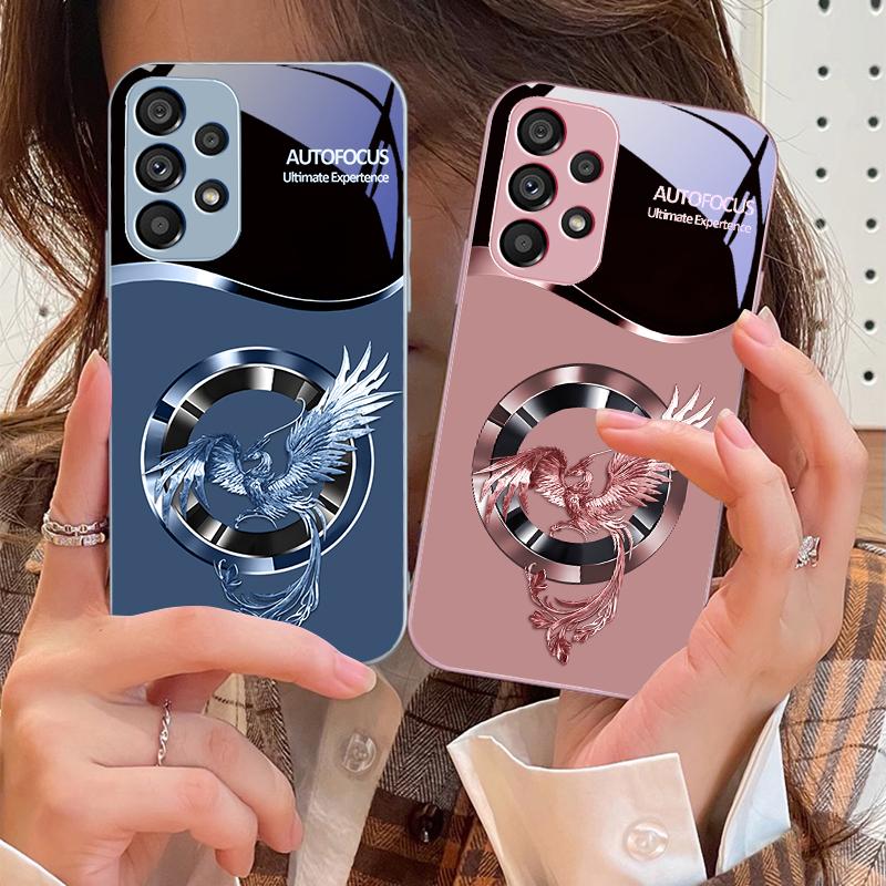Красивый розовый феникс для Samsung S25 S25 Edge S25Ultra S8 9 S10 20 U ltra S21 Pro S22 Plus S23 FE S24 Ultra стеклянный чехол для телефона