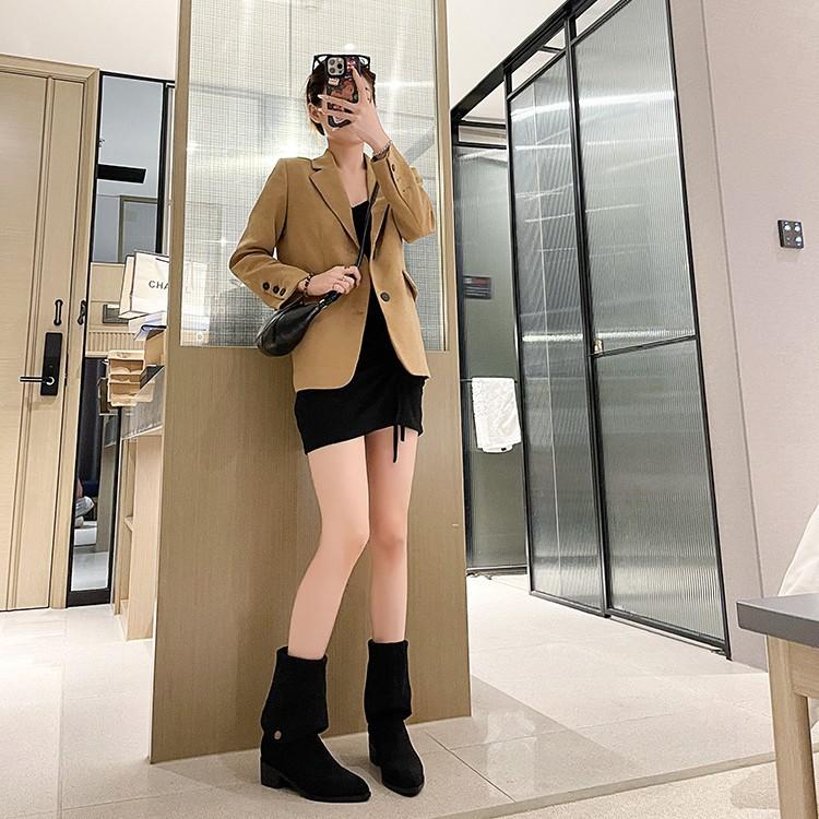 Женские сапоги из матовой замши с рукавами-пуантами, два способа носки, новые ковбойские сапоги в западном стиле, длинные рыцарские сапоги осень-зима 2025