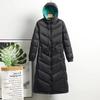 2024 осень и зима новый легкий и тонкий пуховик женский с капюшоном средней и высокой талии белый утиный пух большой размер тренчкот
