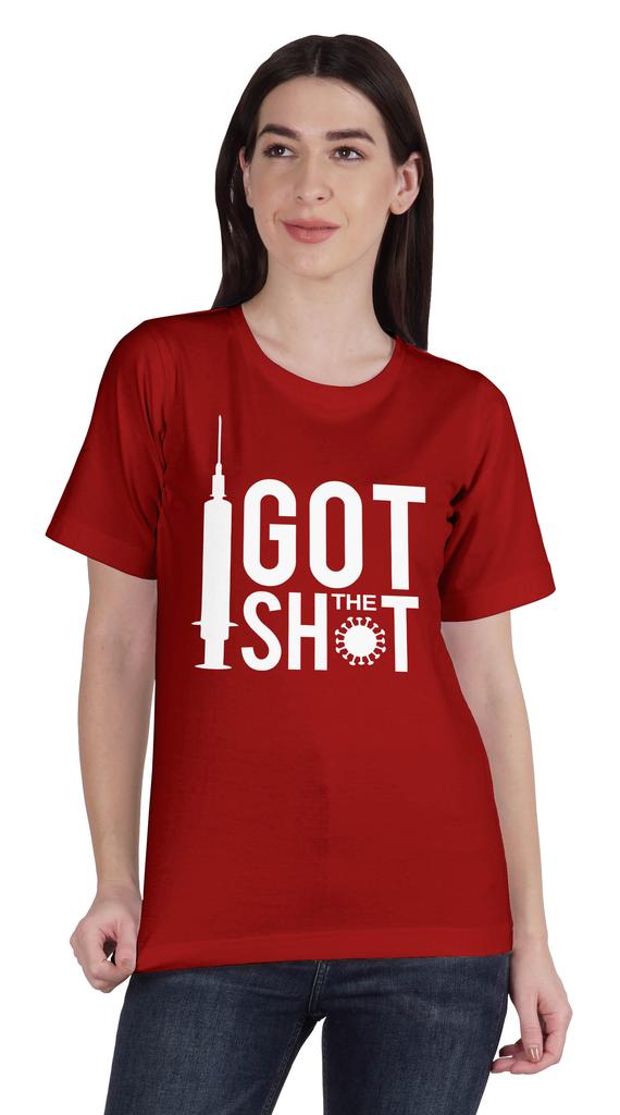 Inkmeso Футболка с круглым вырезом I Got The Shot Pro Vaccine для женщин с надписью «Вакцинация»