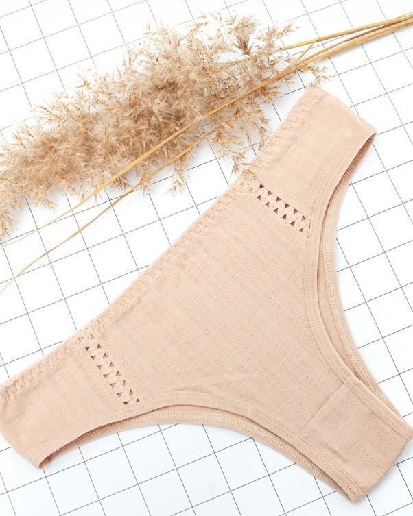 ISSA Plus Textured Cotton Bikini Bottom