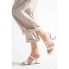 Женские белые кожаные шлепанцы на каблуке Ba20888