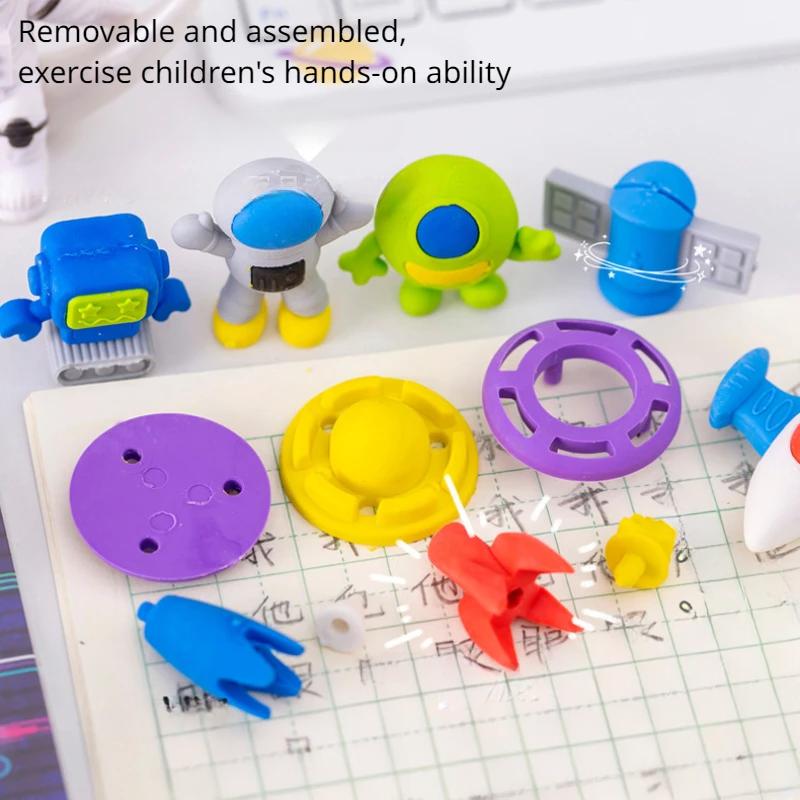 Креативный милый мультфильм астронавт инопланетянин космический корабль спутниковый ластик школьные канцелярские принадлежности школьные принадлежности детский подарок офисные аксессуары