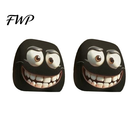 Decorative Car Headrest Protector Funny Covers, Ice Silk Double Side Breathable Cover Print, Stretchable Universal Auto Seat Neck Pillow Cartoon