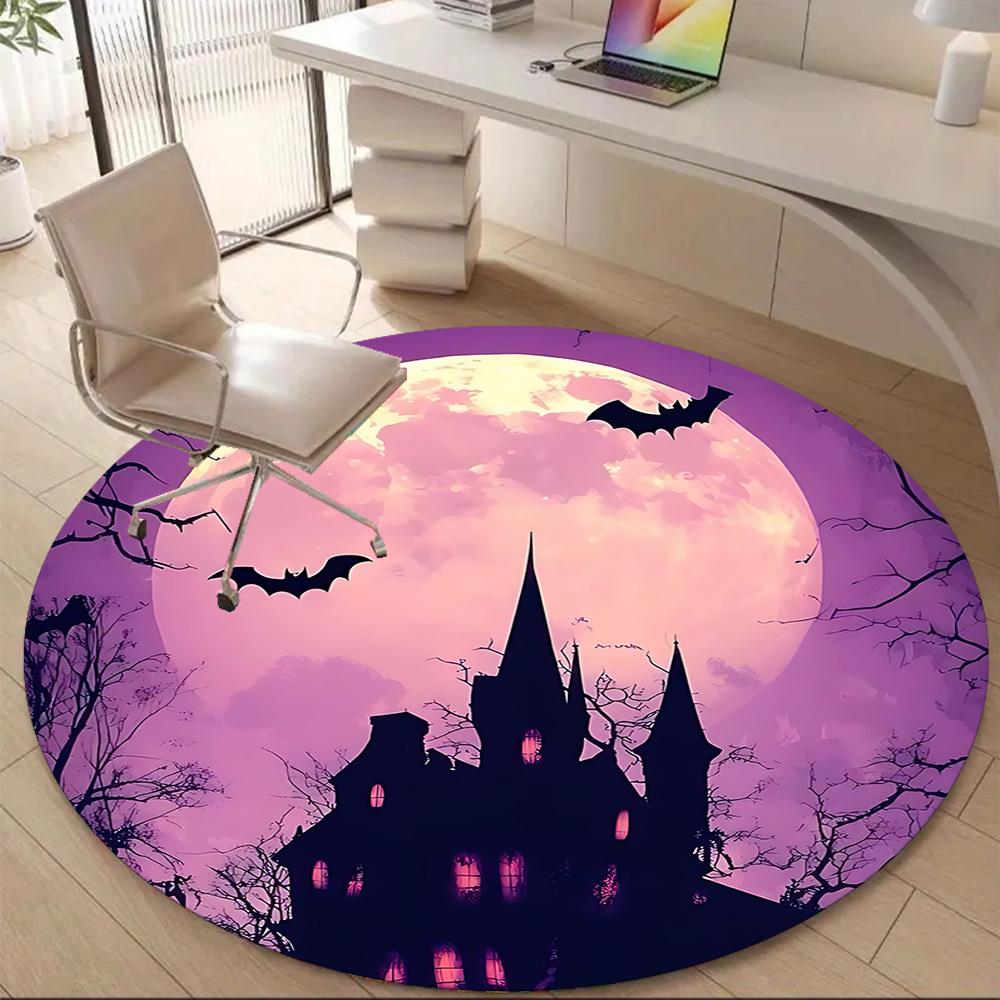 1PC Moon Castle Office Round Area Rug, Indoor Mat Suitable For Office, Under Office Chairs Bedroom Living Room Home Decor, Room Decos048