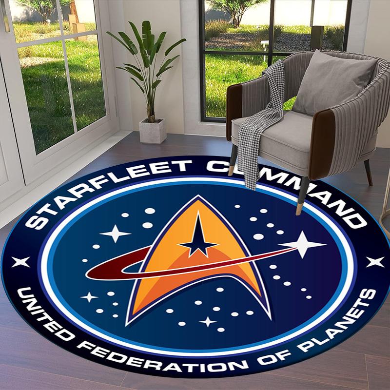 1pc Starfleet Command Emblem Round carpet, Made of Polyester,Perfect for Decorating Office Chairs, Living Rooms,Vibrant Decorative Rug
