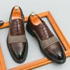 Designer Fashion New Men's Pointed Mixed Colors Patchwork Leather Oxford Shoes Gentleman Wedding Dress Formal Business Footwear