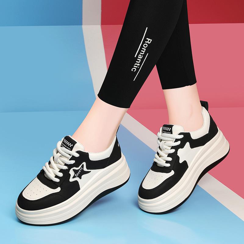 Женские кроссовки на платформе из натуральной кожи - Нескользящие, Легкие, Повседневные, Универсальные, Белые для весны и осени 2024.