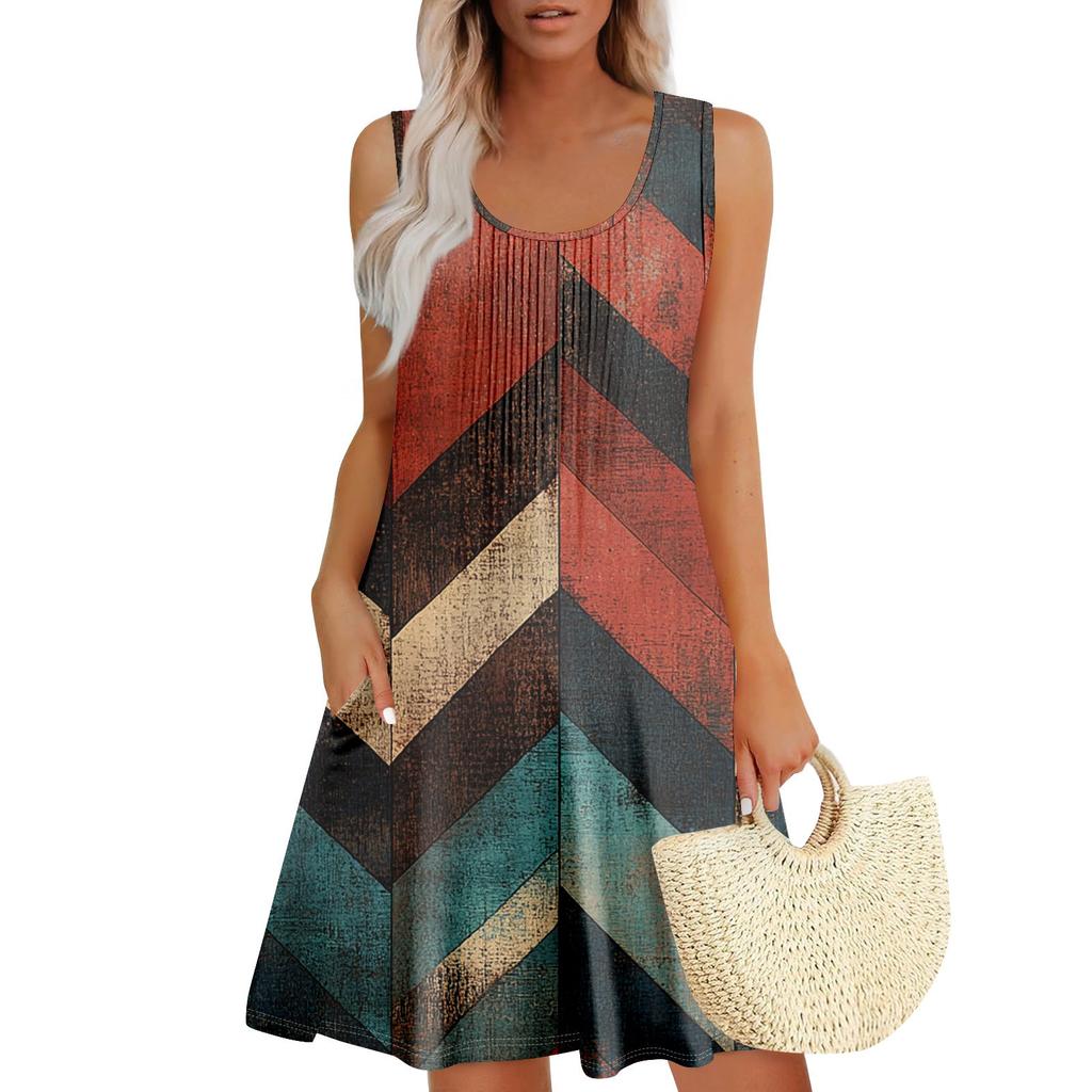 Женский повседневный сарафан с карманами, летнее пляжное платье в стиле бохо, праздничные платья для женщин, платья-майки