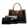 Retro Women's Bag Three-piece Set Luxury Soft Leather High Women's Shoulder Bag Color-blocking Large Capacity Crossbody Bag Mother Bag