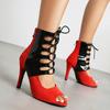 Women  New Fashion Heels Comfort Lace-up Boot Stilettos Jazz Dance Women's Shoes Red Sexy Stilettos Plus Size