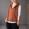 Ladies' Hooded Retro Knit Vest - 2024 Spring/Autumn Waistcoat Layered Top