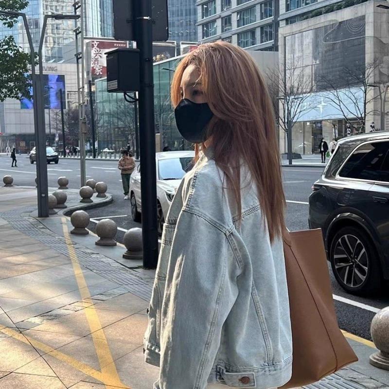 Spring and Autumn Black Denim Jacket Women's Autumn Loose Korean Style Hong Kong Style Casual Fried Street Jacket