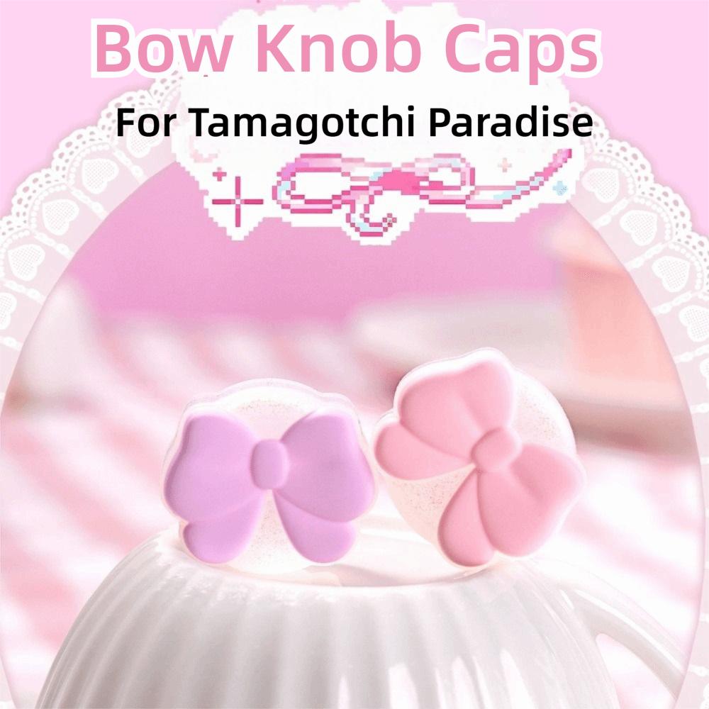 2pcs Polarized Knob Cap Bow Shaped Silicone Button Cover DIY Decoration Panel Knob Cap for Tamagotchi Paradise