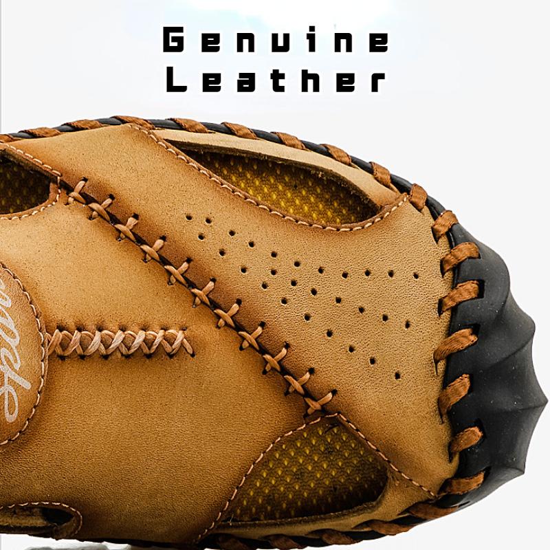Fashion Genuine Leather Men's Sandals Soft Comfor Slippers Men Summer Outdoor Beach Shoes Designer High Quality Men Sandalias Plus Size
