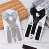 Clip-on Adjustable Baby Solid Color Kids Suspenders Elastic Braces Cow Tie Belts Printed Bow Tie