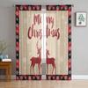 Рождественские красные клетчатые шторы с изображением лося и снежинки, занавески из тюля для кухни, занавески из шифона и прозрачной вуали, рождественские шторы для гостиной