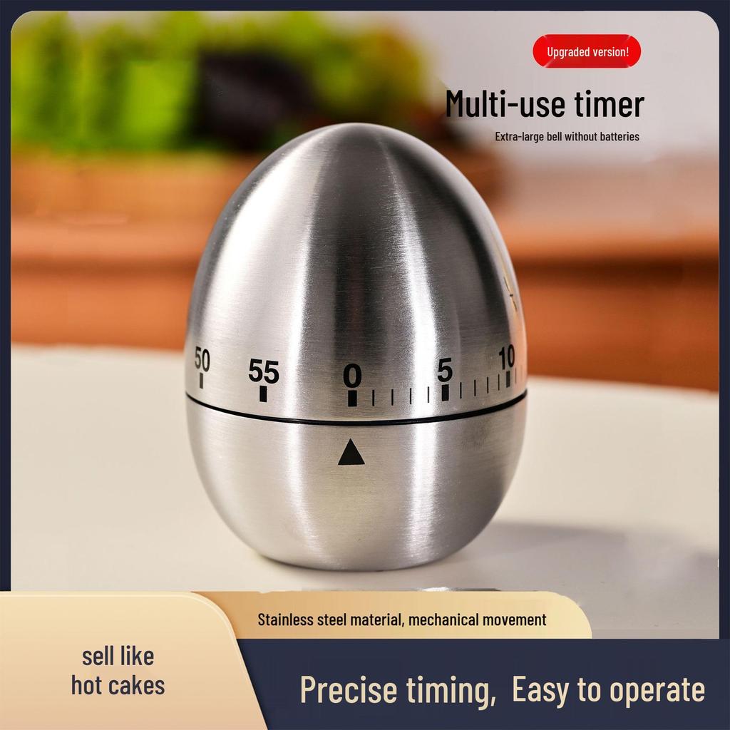Stainless Steel Mechanical Kitchen & Study Timer - No Battery Required