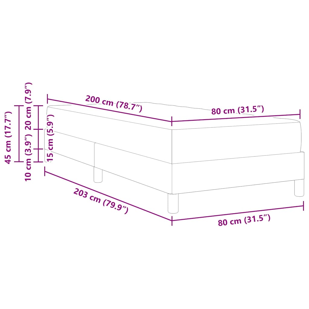 Box Spring Bed with Mattress Black 80 x 200 cm Fabric