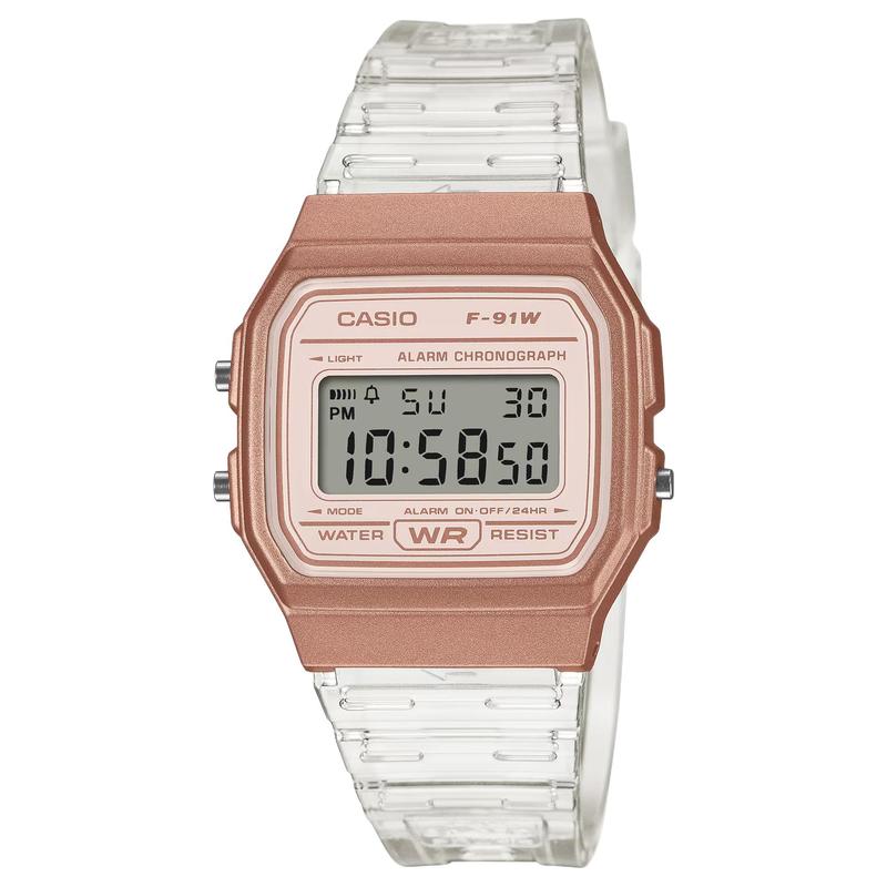 Casio Серия F-91 календарь секундомер будильник Кварцевые часы на смоляном ремешке женские серый циферблат F-91WS-7A3