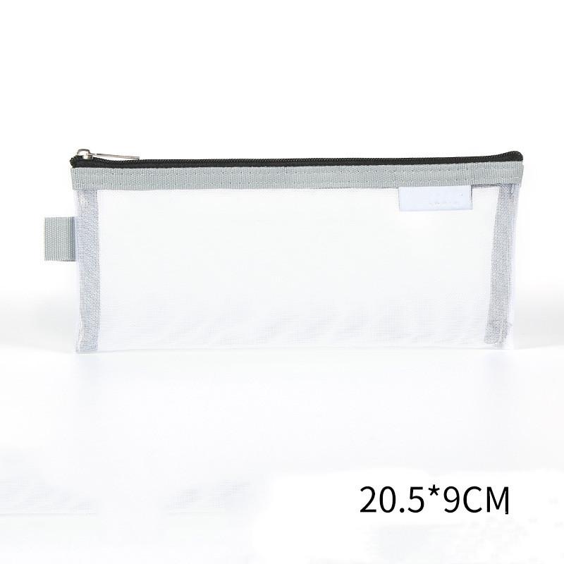Large Capacity Simple Color Pencil Case Student Exam Series Hand Account Net Yarn Transparent Stationery Storage Supplies Bag