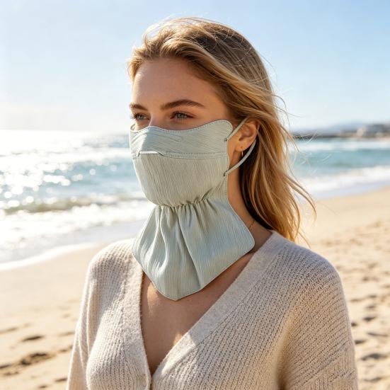Face Guard High-Density Anti-UV Fabric Sun Protection Face Guard 3D Tailored Fit Adjustable Straps Summer Outdoor Face