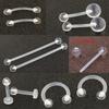 2Pcs Individual Acrylic Transparent Navel Ring Eyebrow Nail Tongue Barbell Nose Ring Body Piercing Set