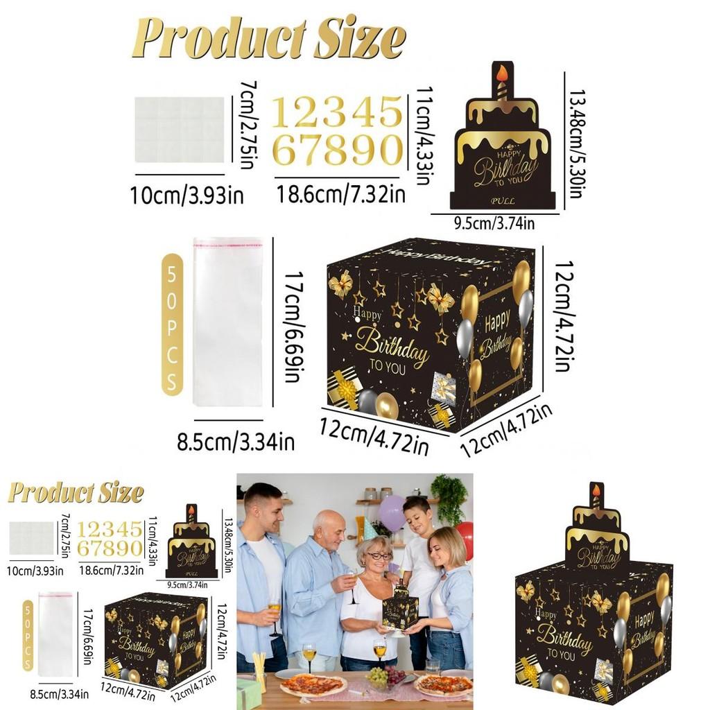 Black Gold Birthday Party Atmosphere Setup With Surprise Gift Box For Events