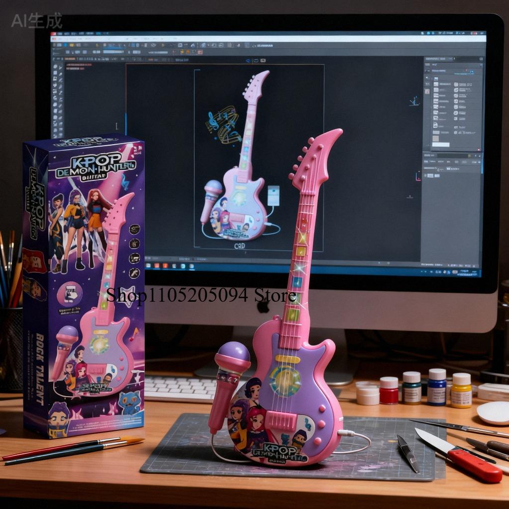 Мультяшный Аниме Kpop Девичья группа Музыкальный Микрофон Детская Игрушка со Светом Функция Пения