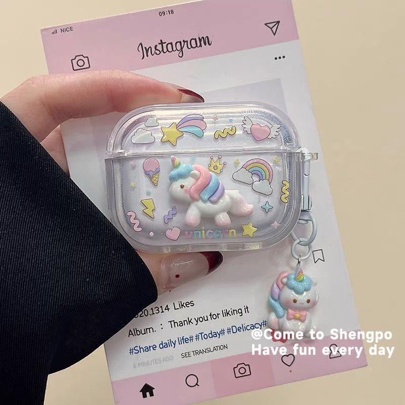 Cute cartoon unicorn apple AirPods 1 /1 protective shell cover 1pro second and third generation silicone shell